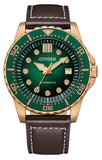 Citizen Mechanical Automatic Green Dial Brown Leather Strap Watch for Men - NJ0173-18X Authentic Buy Shop Now