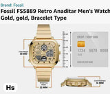 Fossil Retro Analog-Digital Gold Dial Gold Steel Strap Watch for Men - FS5889 Authentic Buy Shop Now