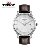 Tissot T Classic Tradition Silver Dial Brown Leather Strap Watch For Men - T063.610.16.038.00 Authentic Buy Shop Now
