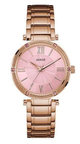 Guess Park Ave Quartz Rose Gold Dial Rose Gold Steel Strap Watch For Women - W0636L2 Authentic Buy Shop Now