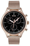 Hugo Boss Companion Quartz Black Dial Rose Gold Mesh Bracelet Watch For Men - HB1513548 Authentic Buy Shop Now
