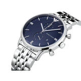 Emporio Armani Gianni Chronograph Blue Dial Silver Steel Strap Watch For Men - AR1648 Authentic Buy Shop Now