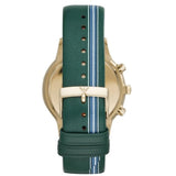 Emporio Armani Renato Chronograph Silver Dial Green Leather Strap Watch For Men - AR11233 Authentic Buy Shop Now