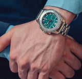Versace Greca Action Chronograph Quartz Green Dial Silver Steel Strap Watch for Men - VE3J00422 Authentic Buy Shop Now
