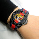 Gucci Dive Tiger Blue and Red Dial Blue Red Blue Nylon Strap Watch For Men - YA136215 Authentic Buy Shop Now