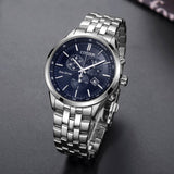 Citizen Eco Drive Chronograph Blue Dial Silver Steel Strap Watch For Men - AT2140-55L Authentic Buy Shop Now