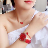 Swarovski Crystalline Hours Red Crystal Dial Red Leather Strap Watch for Women - 5295380 Authentic Buy Shop Now