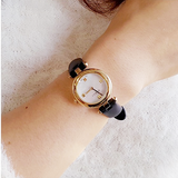 Gucci Diamantissima Mother of Pearl Dial Black Leather Strap Watch For Women - YA141505 Authentic Buy Shop Now
