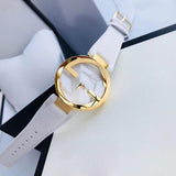 Gucci G Interlocking White Dial White Leather Strap Watch For Women - YA133327 Authentic Buy Shop Now