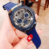Guess Legacy Grey Dial Blue Silicone Strap Watch For Men - W1049G1 Authentic Buy Shop Now