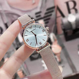 Emporio Armani Gianni T Bar Silver Dial Rose Gold Mesh Bracelet Watch For Women - AR1956 Authentic Buy Shop Now