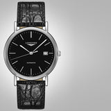 Longines Presence 38.5mm Automatic Black Dial Black Leather Strap Watch for Men - L4.921.4.52.2 Authentic Buy Shop Now