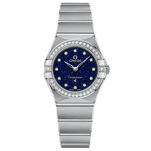 Omega Constellation Manhattan Quartz Diamonds Blue Dial Silver Steel Strap Watch for Women - 131.15.25.60.53.001 Authentic Buy Shop Now