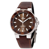 Oris Aquis Date Brown Dial Brown Leather Strap Watch for Men - 0173377304152-0752412EB Authentic Buy Shop Now