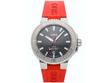 Oris Aquis Date Relief Grey Dial Red Rubber Strap Watch for Men - 0173377304153-0742466EB Authentic Buy Shop Now
