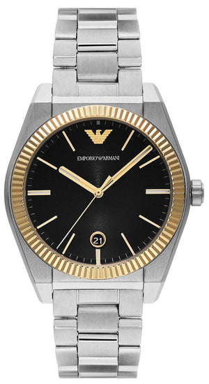 Emporio Armani Federico Black Dial Silver Steel Strap Watch for Men - AR80077 Authentic Buy Shop Now