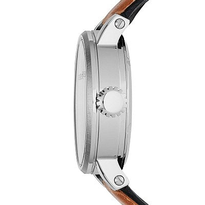 Fossil Boyfriend Automatic Skeleton Silver Dial Brown Leather Strap Watch for Women - ME3109 Authentic Buy Shop Now