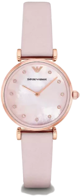 Emporio Armani Gianni T Bar Mother Of Pearl Pink Dial Pink Leather Strap Watch For Women - AR1958 Authentic Buy Shop Now