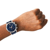 Emporio Armani Luigi Chronograph Blue Dial Blue Leather Strap Watch For Men - AR11451 Authentic Buy Shop Now