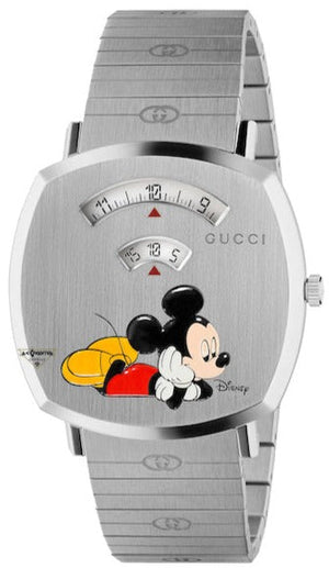Gucci Grip x Disney Quartz Silver Dial Silver Steel Strap Unisex Watch - YA157419 Authentic Buy Shop Now