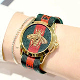 Gucci Le Marche des Merveilles Green & Red Dial Green & Red NATO Strap Unisex Watch - YA126487 Authentic Buy Shop Now