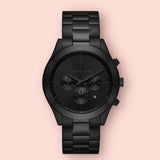 Michael Kors Slim Runway Chronograph Black Dial Black Steel Strap Watch For Men - MK8919 Authentic Buy Shop Now