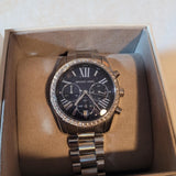 Michael Kors Lexington Chronograph Black Dial Silver Steel Strap Watch For Women - MK7277 Authentic Buy Shop Now