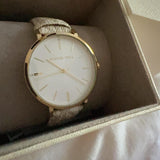 Michael Kors Pyper Analog Silver Dial White Leather Strap Watch for Women - MK2946 Authentic Buy Shop Now