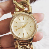 Michael Kors Nini Three Hand Gold Dial Gold Steel Strap Watch For Women - MK3235 Authentic Buy Shop Now