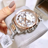 Michael Kors Brecken Chronograph White Dial Two Tone Steel Strap Watch For Women - MK6368 Authentic Buy Shop Now