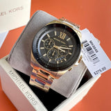 Michael Kors Brecken Chronograph Black Dial Gold Steel Strap Watch For Men - MK8848 Authentic Buy Shop Now
