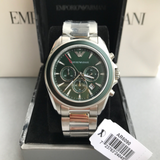 Emporio Armani Sportivo Chronograph Blue Dial Silver Steel Strap Watch For Men - AR6090 Authentic Buy Shop Now