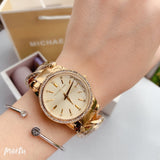 Michael Kors Nini Three Hand Gold Dial Gold Steel Strap Watch For Women - MK3235 Authentic Buy Shop Now