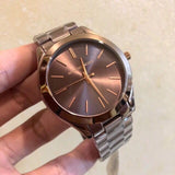 Michael Kors Runway Quartz Brown Dial Brown Steel Strap Watch For Women - MK3418 Authentic Buy Shop Now
