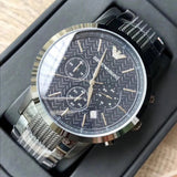 Emporio Armani Renato Chronograph Quartz Blue Dial Grey Steel Strap Watch For Men - AR2505 Authentic Buy Shop Now