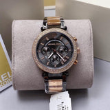 Michael Kors Parker Chronograph Grey Dial Two Tone Steel Strap Watch For Women - MK6440 Authentic Buy Shop Now