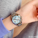 Michael Kors Bradshaw Chronograph Blue Dial Silver Steel Strap Watch For Women - MK6098 Authentic Buy Shop Now