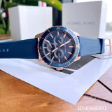 Michael Kors Cunningham Multifunction Blue Dial Blue Rubber Strap Watch For Men - MK7163 Authentic Buy Shop Now