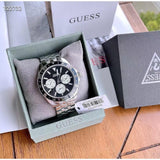 Guess Odyssey Black Dial Silver Steel Strap Watch For Men - W1107G1 Authentic Buy Shop Now
