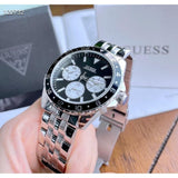 Guess Odyssey Black Dial Silver Steel Strap Watch For Men - W1107G1 Authentic Buy Shop Now