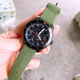 Michael Kors Cunningham Chronograph Black Dial Green Rubber Strap Watch For Men - MK7165 Authentic Buy Shop Now