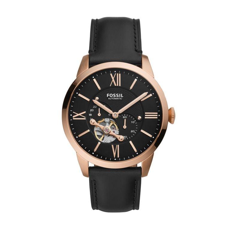 Fossil Townsman Automatic Black Dial Black Leather Strap Watch for Men - ME3170 Authentic Buy Shop Now