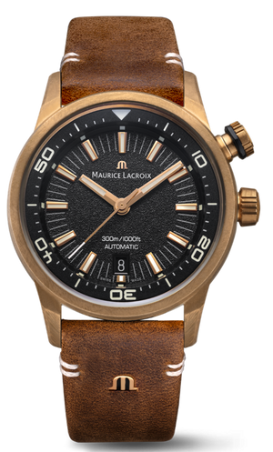 Maurice Lacroix Pontos Diver Limited Edition Black Dial Brown Leather Strap Watch For Men - PT6248-BRZ01-330-3 Authentic Buy Shop Now