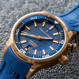 Maurice Lacroix Pontos Divers Limited Edition Blue Dial Blue Leather Strap Watch For Men - PT6248-BRZ0B-430-4 Authentic Buy Shop Now