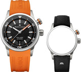 Maurice Lacroix Pontos S Diver Black Dial Orange Rubber Strap Watch For Men - PT6248-SS00L-330-J Authentic Buy Shop Now