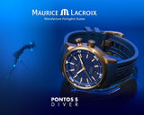 Maurice Lacroix Pontos Divers Limited Edition Blue Dial Blue Leather Strap Watch For Men - PT6248-BRZ0B-430-4 Authentic Buy Shop Now