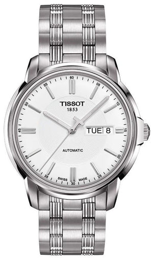 Tissot Automatics III Day Date White Dial Silver Steel Strap Watch For Men - T065.430.11.031.00 Authentic Buy Shop Now