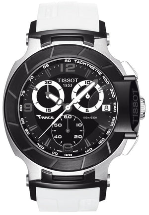 Tissot T Race Chronograph Black Dial White Rubber Strap Watch for Men - T048.417.27.057.05 Authentic Buy Shop Now