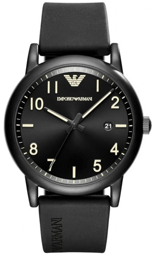 Emporio Armani Luigi Quartz Black Dial Black Silicon Strap Watch For Men - AR11071 Authentic Buy Shop Now