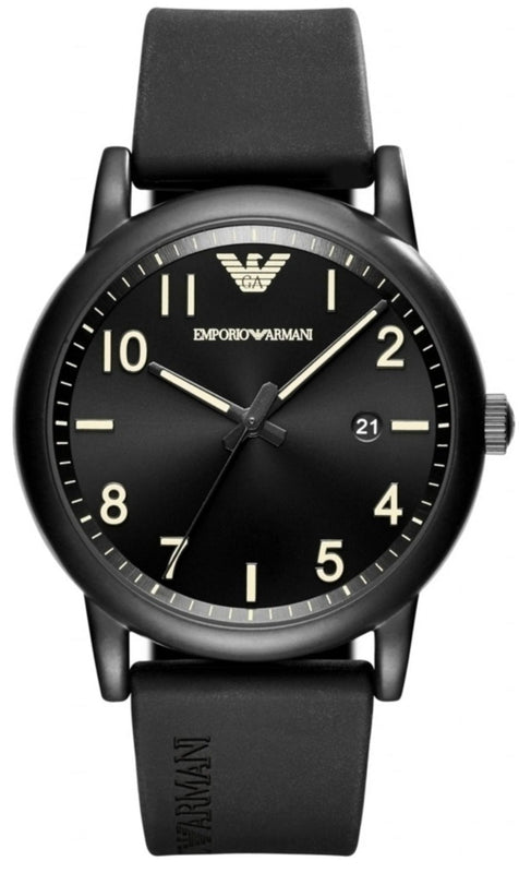 Emporio Armani Luigi Quartz Black Dial Black Silicon Strap Watch For Men - AR11071 Authentic Buy Shop Now